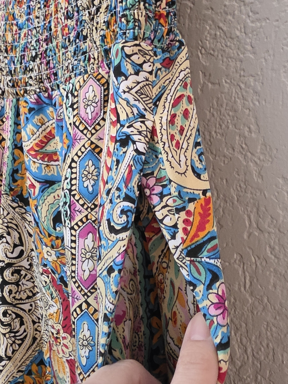 Cupshe Paisley Smocked Waist Tapered Leg Cover Up Pants Womens Medium NWOT - Picture 6 of 13